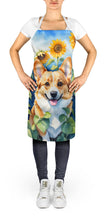 Load image into Gallery viewer, Corgi in Sunflowers Apron – Artist-Designed Kitchen, BBQ &amp; Craft Apron