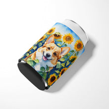 Load image into Gallery viewer, Corgi in Sunflowers Can or Bottle Hugger