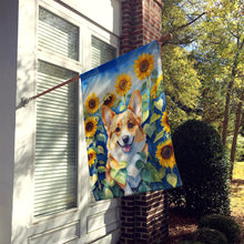 Load image into Gallery viewer, Corgi in Sunflowers House Flag