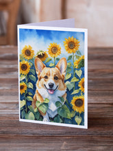 Load image into Gallery viewer, Corgi in Sunflowers Greeting Cards - Blank Note Cards – 8-Pack of Artist-Designed Cards with Envelopes