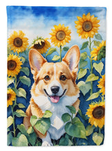 Load image into Gallery viewer, Corgi in Sunflowers Garden Flag – Bright Dog-Themed Yard Decor