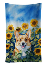 Load image into Gallery viewer, Corgi in Sunflowers Kitchen Towel
