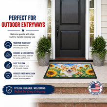 Load image into Gallery viewer, Corgi in Sunflowers Doormat Front Door Mat Indoor Outdoor Rugs for Entryway, Non Slip Washable Low Pile, 18H X 27W