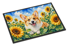 Load image into Gallery viewer, Corgi in Sunflowers Doormat Front Door Mat Indoor Outdoor Rugs for Entryway, Non Slip Washable Low Pile, 18H X 27W