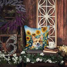 Load image into Gallery viewer, Corgi in Sunflowers Throw Pillow