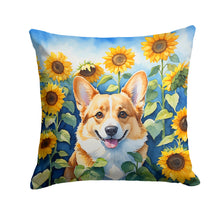 Load image into Gallery viewer, Corgi in Sunflowers Throw Pillow