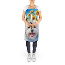 Load image into Gallery viewer, Coton de Tulear in Sunflowers Apron – Artist-Designed Kitchen, BBQ &amp; Craft Apron