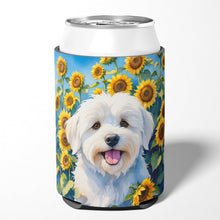 Load image into Gallery viewer, Coton de Tulear in Sunflowers Can or Bottle Hugger
