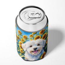 Load image into Gallery viewer, Coton de Tulear in Sunflowers Can or Bottle Hugger