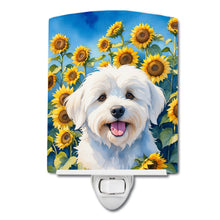 Load image into Gallery viewer, Coton de Tulear in Sunflowers Ceramic Night Light