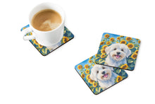 Load image into Gallery viewer, Coton de Tulear in Sunflowers Coasters - Set of 4 Lightweight Foam, Absorbent Drink Coasters