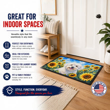 Load image into Gallery viewer, Coton de Tulear in Sunflowers Doormat Front Door Mat Indoor Outdoor Rugs for Entryway, Non Slip Washable Low Pile, 24H X 36W