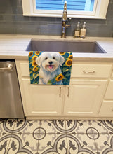 Load image into Gallery viewer, Coton de Tulear in Sunflowers Kitchen Towel