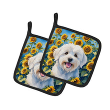 Load image into Gallery viewer, Coton de Tulear in Sunflowers Pot Holders - Set of 2 Decorative Kitchen Helpers | Made in the USA