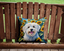 Load image into Gallery viewer, Coton de Tulear in Sunflowers Throw Pillow - 14x14 Decorative Pillow – Art for Your Home &amp; Patio