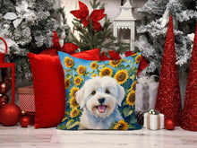 Load image into Gallery viewer, Coton de Tulear in Sunflowers Throw Pillow - 14x14 Decorative Pillow – Art for Your Home &amp; Patio