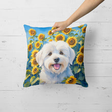 Load image into Gallery viewer, Coton de Tulear in Sunflowers Throw Pillow