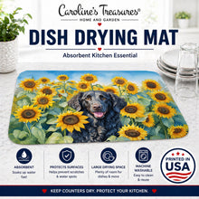 Load image into Gallery viewer, Curly-Coated Retriever in Sunflowers Dish Drying Mat Absorbent Dish Drying Mat Pad for Kitchen Counter Dish Drainer Mat for Countertop, 14 x 21", Multicolor