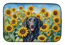 Load image into Gallery viewer, Curly-Coated Retriever in Sunflowers Dish Drying Mat Absorbent Dish Drying Mat Pad for Kitchen Counter Dish Drainer Mat for Countertop, 14 x 21", Multicolor