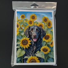 Load image into Gallery viewer, Curly-Coated Retriever in Sunflowers Greeting Cards - Blank Note Cards – 8-Pack of Artist-Designed Cards with Envelopes