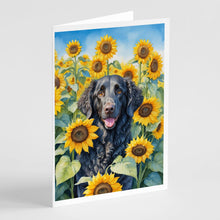 Load image into Gallery viewer, Curly-Coated Retriever in Sunflowers Greeting Cards - Blank Note Cards – 8-Pack of Artist-Designed Cards with Envelopes