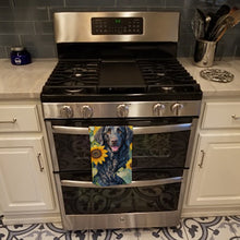 Load image into Gallery viewer, Curly-Coated Retriever in Sunflowers Kitchen Towel
