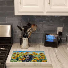 Load image into Gallery viewer, Curly-Coated Retriever in Sunflowers Cutting Board Tempered Glass Kitchen Cutting Surface, Heat Resistant Chopping Board with Non-Slip Feet, Decorative Food Prep &amp; Serving