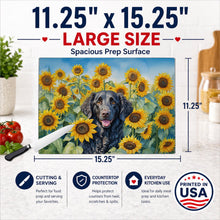 Load image into Gallery viewer, Curly-Coated Retriever in Sunflowers Cutting Board Tempered Glass Kitchen Cutting Surface, Heat Resistant Chopping Board with Non-Slip Feet, Decorative Food Prep &amp; Serving