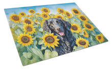 Load image into Gallery viewer, Curly-Coated Retriever in Sunflowers Cutting Board Tempered Glass Kitchen Cutting Surface, Heat Resistant Chopping Board with Non-Slip Feet, Decorative Food Prep &amp; Serving