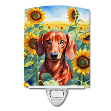 Load image into Gallery viewer, Dachshund in Sunflowers Ceramic Night Light