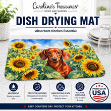 Load image into Gallery viewer, Dachshund in Sunflowers Dish Drying Mat Absorbent Dish Drying Mat Pad for Kitchen Counter Dish Drainer Mat for Countertop, 14 x 21", Multicolor