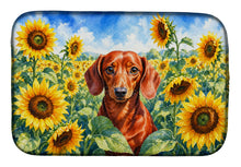 Load image into Gallery viewer, Dachshund in Sunflowers Dish Drying Mat Absorbent Dish Drying Mat Pad for Kitchen Counter Dish Drainer Mat for Countertop, 14 x 21", Multicolor