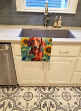 Load image into Gallery viewer, Dachshund in Sunflowers Kitchen Towel