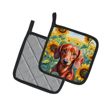Load image into Gallery viewer, Dachshund in Sunflowers Pot Holders - Set of 2 Decorative Kitchen Helpers | Made in the USA