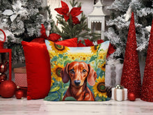 Load image into Gallery viewer, Dachshund in Sunflowers Throw Pillow - 14x14 Decorative Pillow – Art for Your Home &amp; Patio