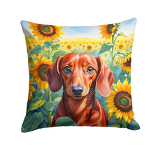 Load image into Gallery viewer, Dachshund in Sunflowers Throw Pillow - 14x14 Decorative Pillow – Art for Your Home &amp; Patio