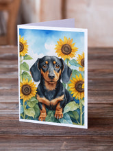 Load image into Gallery viewer, Dachshund in Sunflowers Greeting Cards - Blank Note Cards – 8-Pack of Artist-Designed Cards with Envelopes