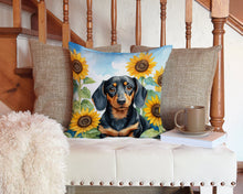 Load image into Gallery viewer, Dachshund in Sunflowers Throw Pillow - 14x14 Decorative Pillow – Art for Your Home &amp; Patio