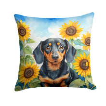 Load image into Gallery viewer, Dachshund in Sunflowers Throw Pillow