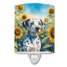 Load image into Gallery viewer, Dalmatian in Sunflowers Ceramic Night Light