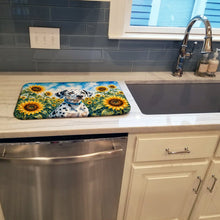 Load image into Gallery viewer, Dalmatian in Sunflowers Dish Drying Mat Absorbent Dish Drying Mat Pad for Kitchen Counter Dish Drainer Mat for Countertop, 14 x 21", Multicolor