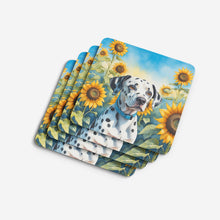 Load image into Gallery viewer, Dalmatian in Sunflowers Coasters - Set of 4 Lightweight Foam, Absorbent Drink Coasters