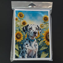 Load image into Gallery viewer, Dalmatian in Sunflowers Greeting Cards - Blank Note Cards – 8-Pack of Artist-Designed Cards with Envelopes