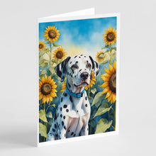 Load image into Gallery viewer, Dalmatian in Sunflowers Greeting Cards - Blank Note Cards – 8-Pack of Artist-Designed Cards with Envelopes