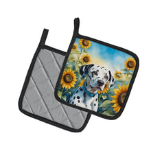 Load image into Gallery viewer, Dalmatian in Sunflowers Pot Holders - Set of 2 Decorative Kitchen Helpers | Made in the USA