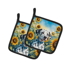Load image into Gallery viewer, Dalmatian in Sunflowers Pot Holders - Set of 2 Decorative Kitchen Helpers | Made in the USA