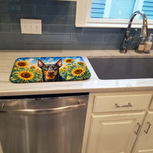 Load image into Gallery viewer, Doberman Pinscher in Sunflowers Dish Drying Mat Absorbent Dish Drying Mat Pad for Kitchen Counter Dish Drainer Mat for Countertop, 14 x 21", Multicolor