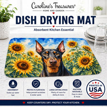 Load image into Gallery viewer, Doberman Pinscher in Sunflowers Dish Drying Mat Absorbent Dish Drying Mat Pad for Kitchen Counter Dish Drainer Mat for Countertop, 14 x 21", Multicolor