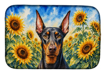 Load image into Gallery viewer, Doberman Pinscher in Sunflowers Dish Drying Mat Absorbent Dish Drying Mat Pad for Kitchen Counter Dish Drainer Mat for Countertop, 14 x 21", Multicolor