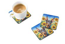 Load image into Gallery viewer, Doberman Pinscher in Sunflowers Coasters - Set of 4 Lightweight Foam, Absorbent Drink Coasters